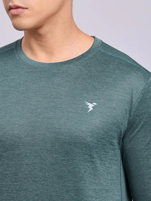 Men Melange Slim Fit Crew Neck T-shirt with DOUBLE COOL - Image 4