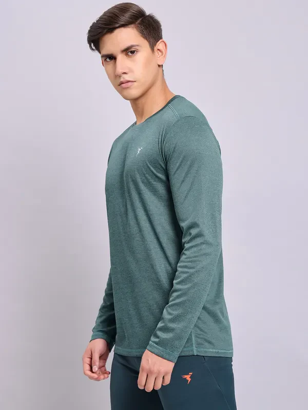 Men Melange Slim Fit Crew Neck T-shirt with DOUBLE COOL - Image 5
