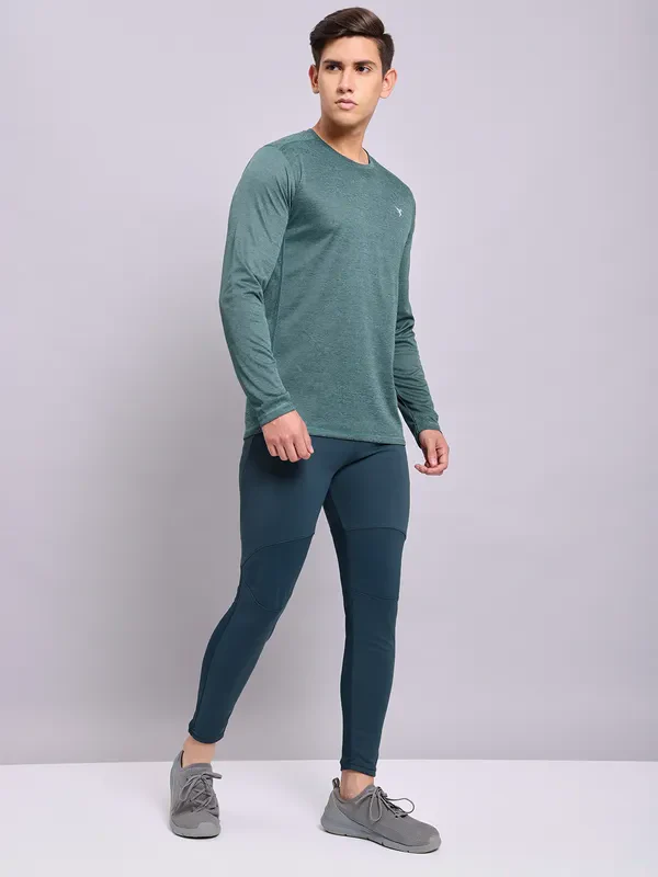Men Melange Slim Fit Crew Neck T-shirt with DOUBLE COOL - Image 6