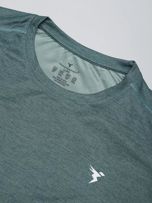Men Melange Slim Fit Crew Neck T-shirt with DOUBLE COOL - Image 7
