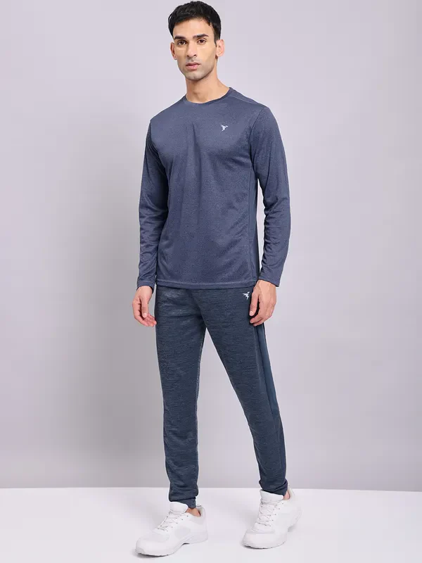 Men Melange Slim Fit Crew Neck T-shirt with DOUBLE COOL - Image 2
