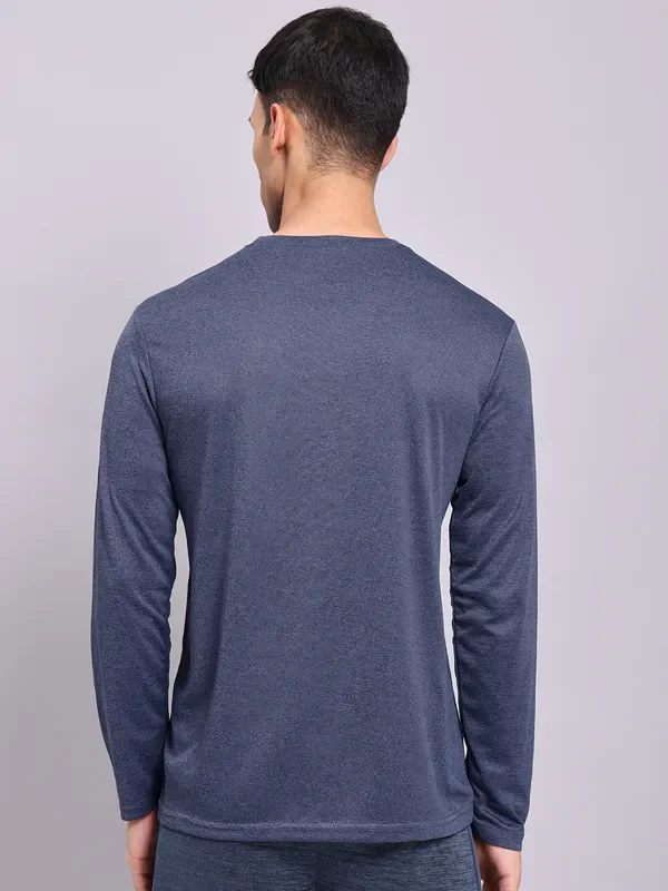 Men Melange Slim Fit Crew Neck T-shirt with DOUBLE COOL - Image 3