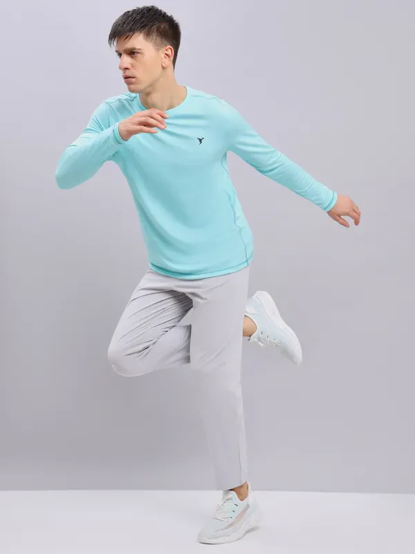 Men Melange Slim Fit Crew Neck T-shirt with DOUBLE COOL - Image 2