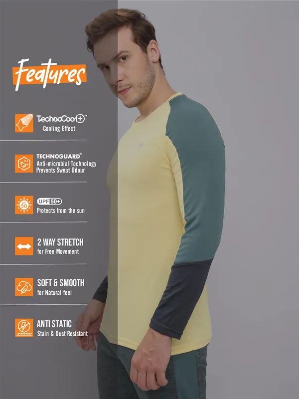Men Colorblock Slim Fit Crew Neck T-shirt with TECHNO COOL+ - Image 3