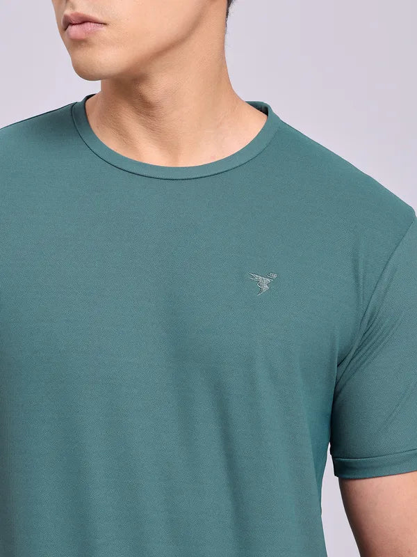 Men Solid Slim Fit Crew Neck T-shirt with MATPIQ - Image 5