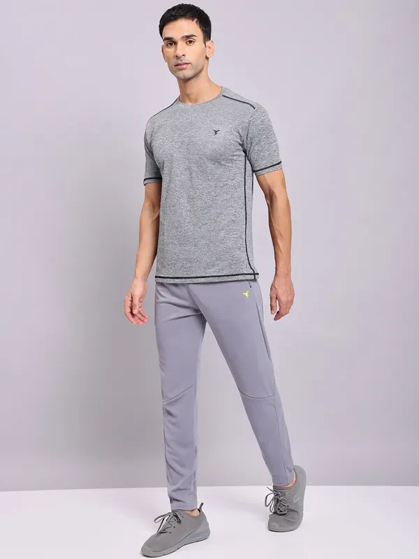 Men Solid Slim Fit Crew Neck T-shirt with DOUBLE COOL - Image 6
