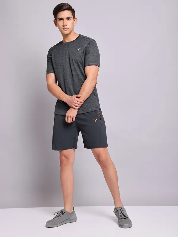 Men Solid Slim Fit Crew Neck T-shirt with DOUBLE COOL - Image 4