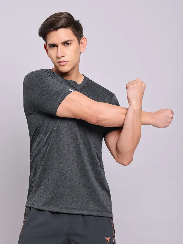 Men Solid Slim Fit Crew Neck T-shirt with DOUBLE COOL - Image 5
