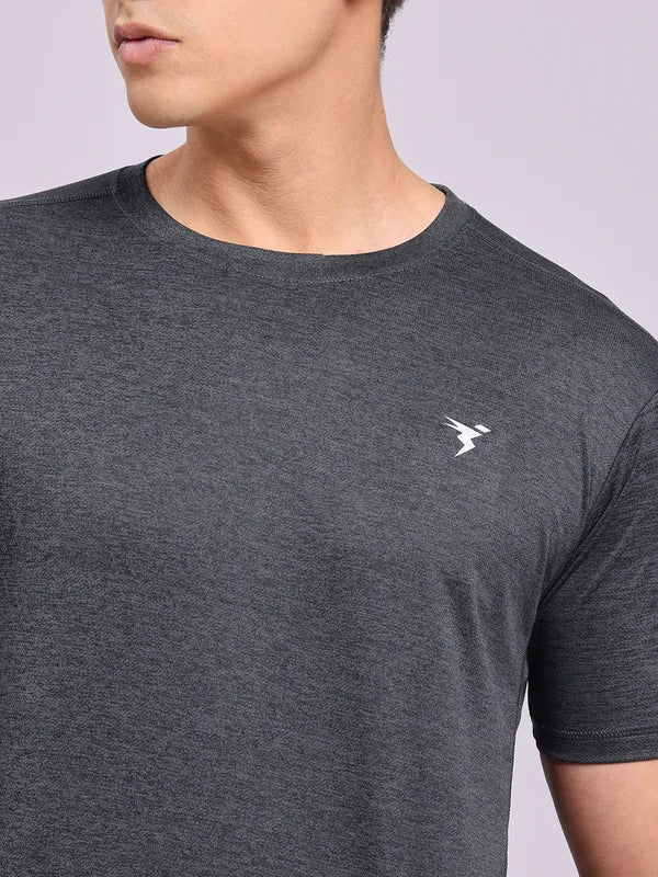 Men Solid Slim Fit Crew Neck T-shirt with DOUBLE COOL - Image 6