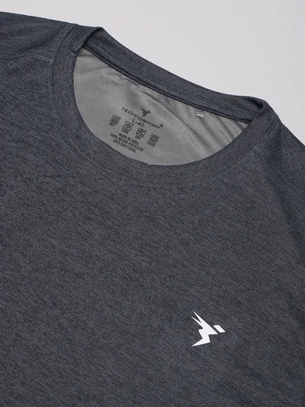 Men Solid Slim Fit Crew Neck T-shirt with DOUBLE COOL - Image 8