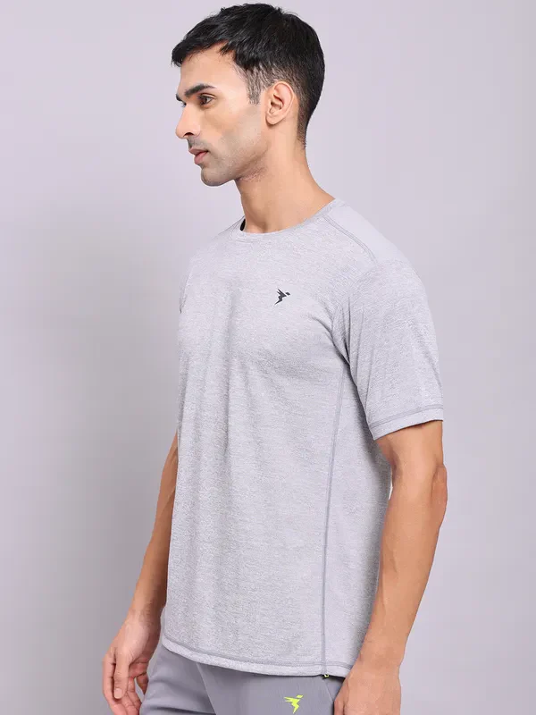 Men Solid Slim Fit Crew Neck T-shirt with DOUBLE COOL - Image 3