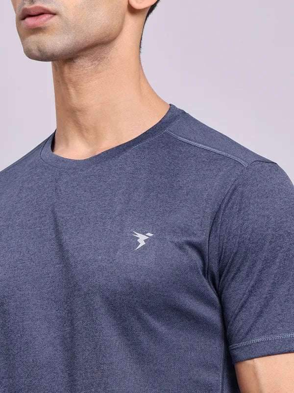 Men Solid Slim Fit Crew Neck T-shirt with DOUBLE COOL - Image 5