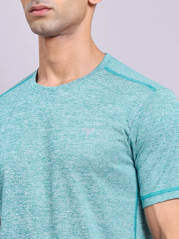 Men Solid Slim Fit Crew Neck T-shirt with DOUBLE COOL - Image 5