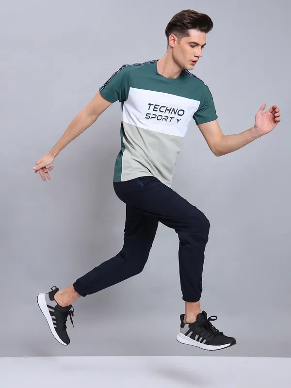 Men Colorblock Slim Fit Crew Neck T-shirt with MATPIQ - Image 2