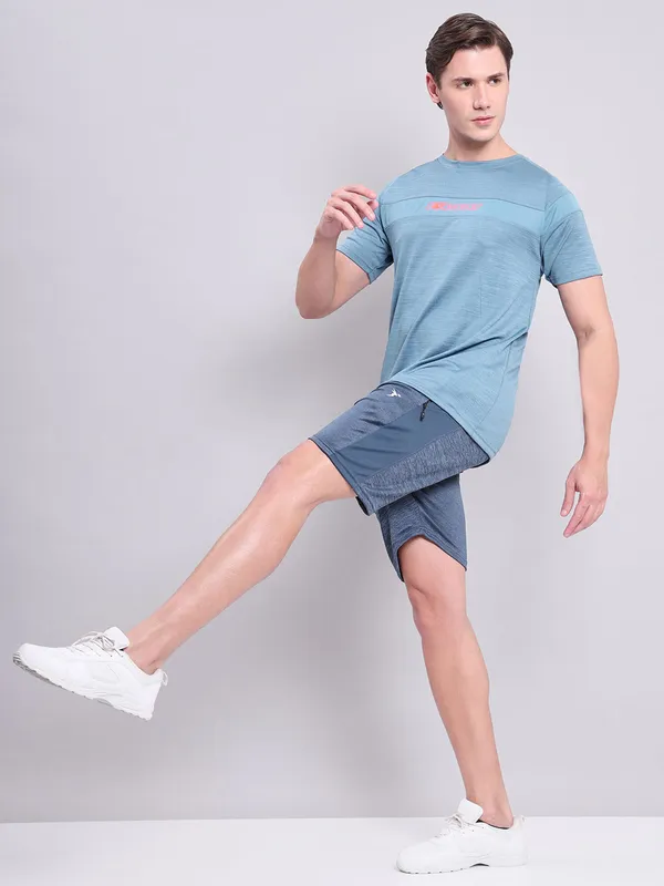 Men Melange Slim Fit Crew Neck T-shirt with TECHNO COOL+ - Image 2