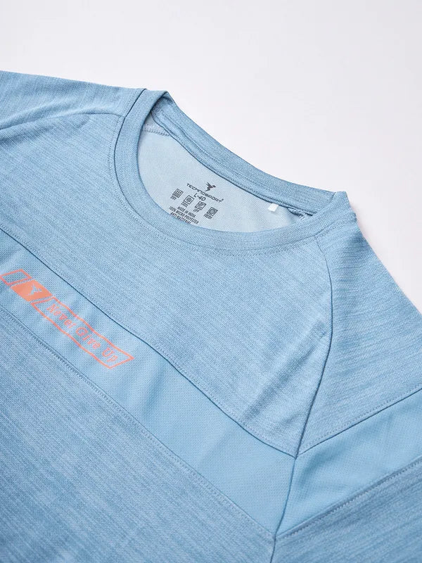 Men Melange Slim Fit Crew Neck T-shirt with TECHNO COOL+ - Image 7