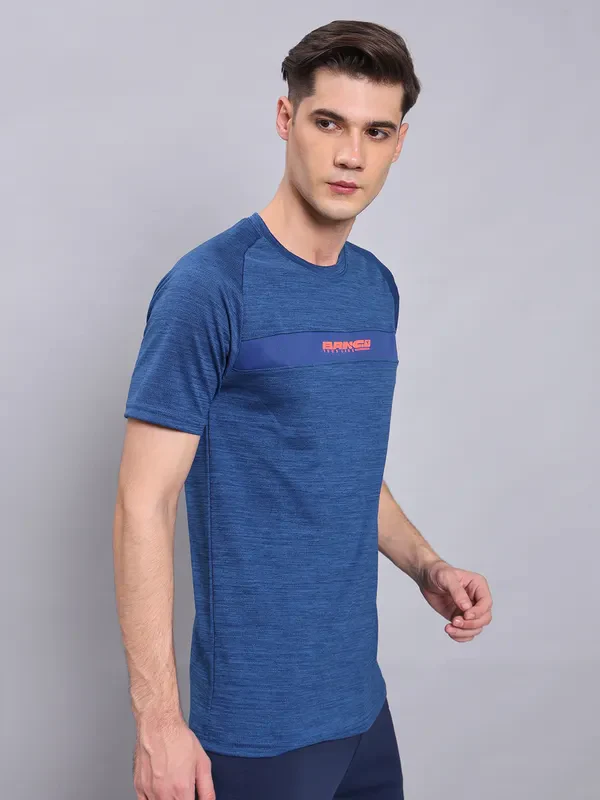 Men Melange Slim Fit Crew Neck T-shirt with TECHNO COOL+ - Image 3