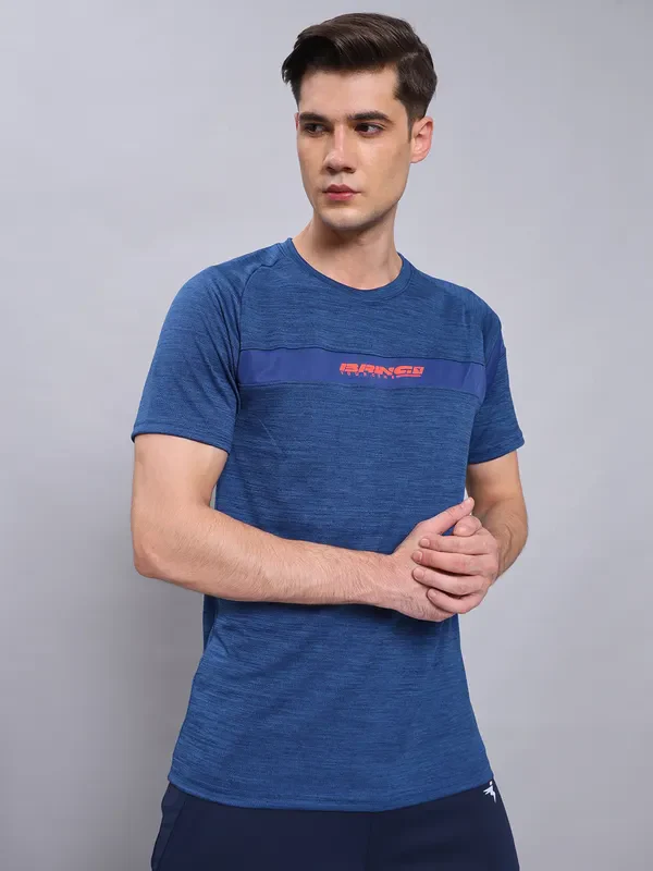 Men Melange Slim Fit Crew Neck T-shirt with TECHNO COOL+ - Image 4