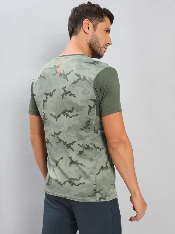 Men Self Design Slim Fit Crew Neck T-shirt with DOUBLE COOL - Image 3