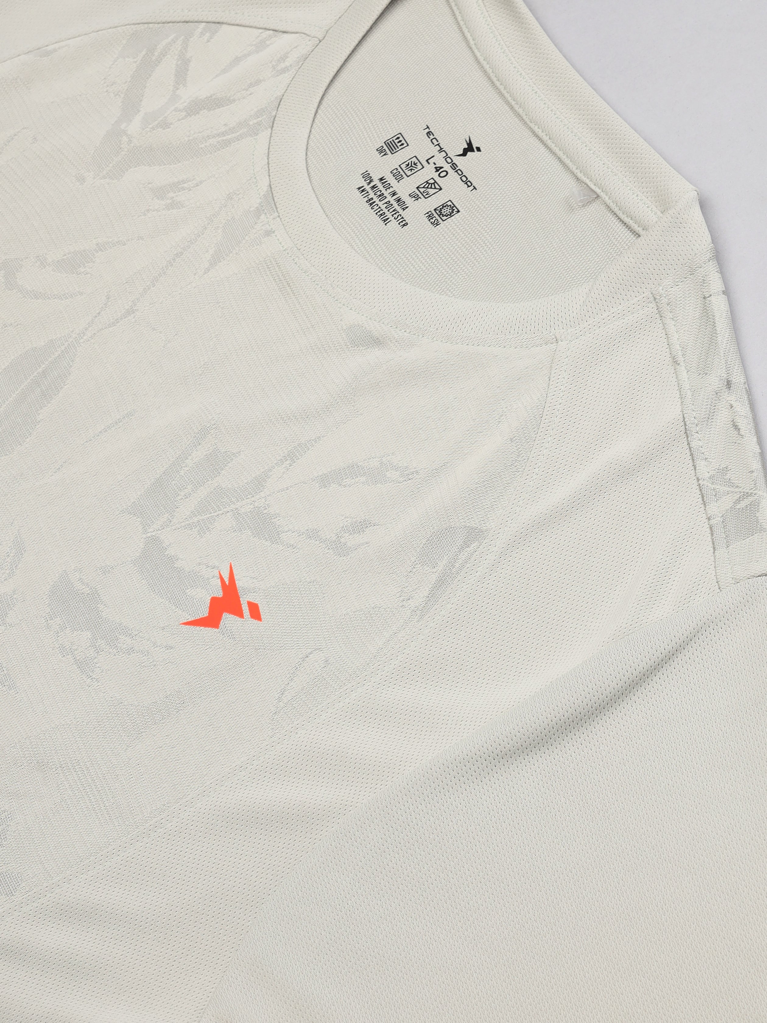 Men Self Design Slim Fit Crew Neck T-shirt with DOUBLE COOL - Image 6