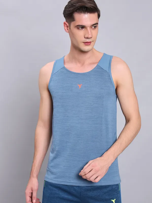 Men Melange Slim Fit Scoop Neck Innerwear Vest with DOUBLE COOL
