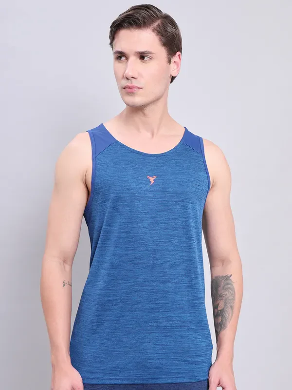 Men Melange Slim Fit Scoop Neck Innerwear Vest with DOUBLE COOL