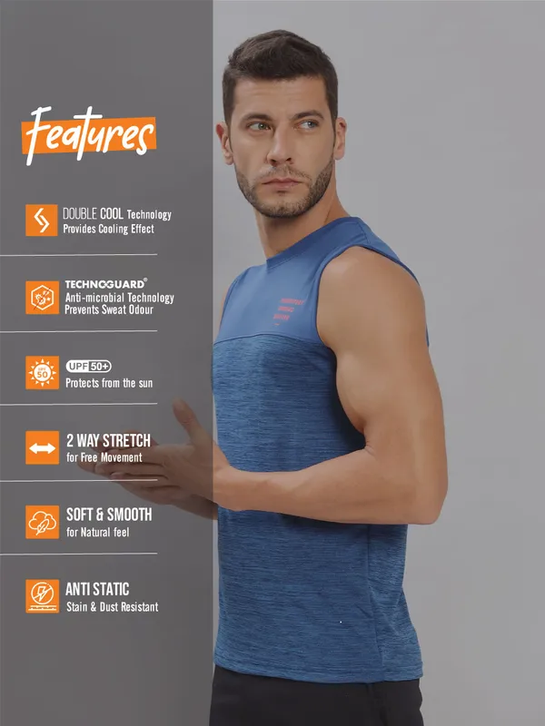 Men Melange Slim Fit Crew Neck Innerwear Vest with DOUBLE COOL - Image 3