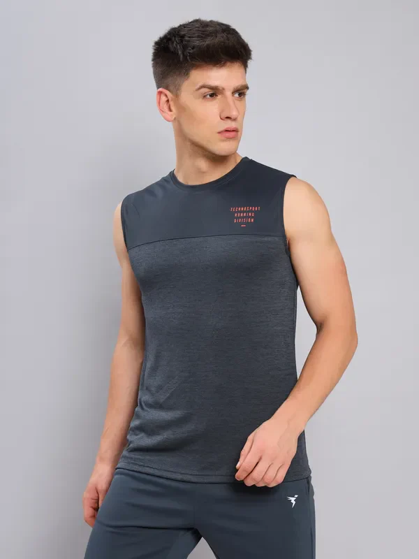 Men Melange Slim Fit Crew Neck Innerwear Vest with DOUBLE COOL