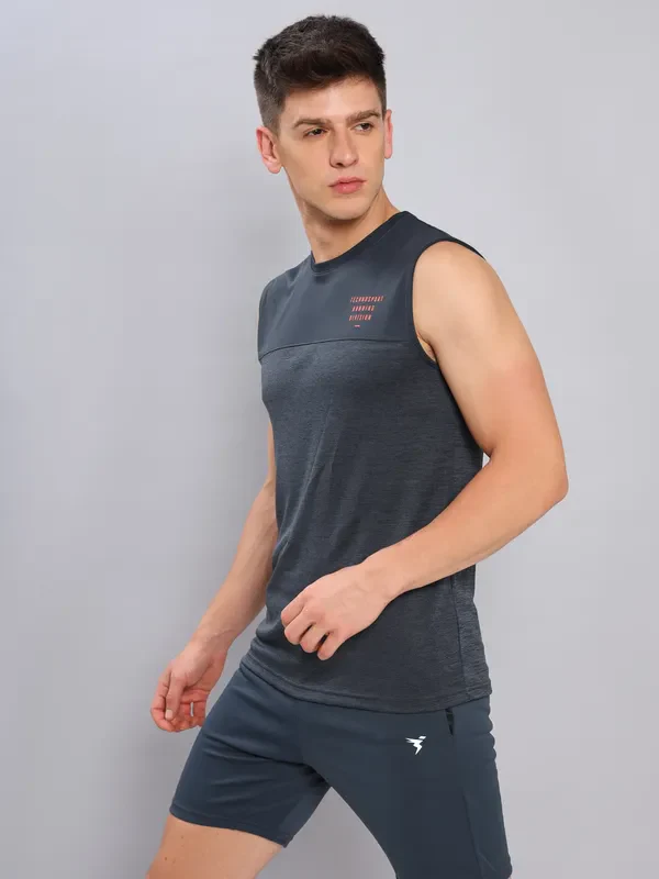 Men Melange Slim Fit Crew Neck Innerwear Vest with DOUBLE COOL - Image 5