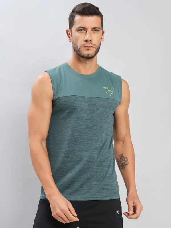 Men Melange Slim Fit Crew Neck Innerwear Vest with DOUBLE COOL