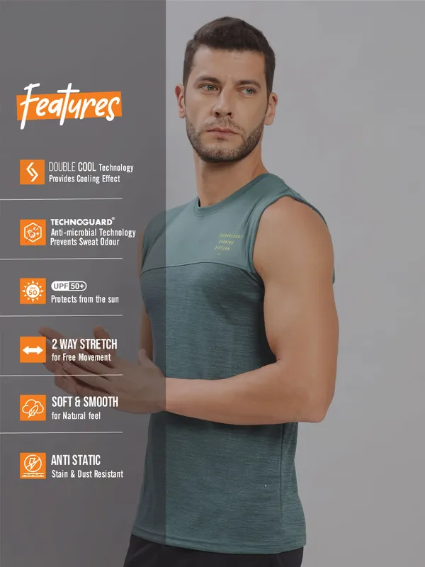Men Melange Slim Fit Crew Neck Innerwear Vest with DOUBLE COOL - Image 3