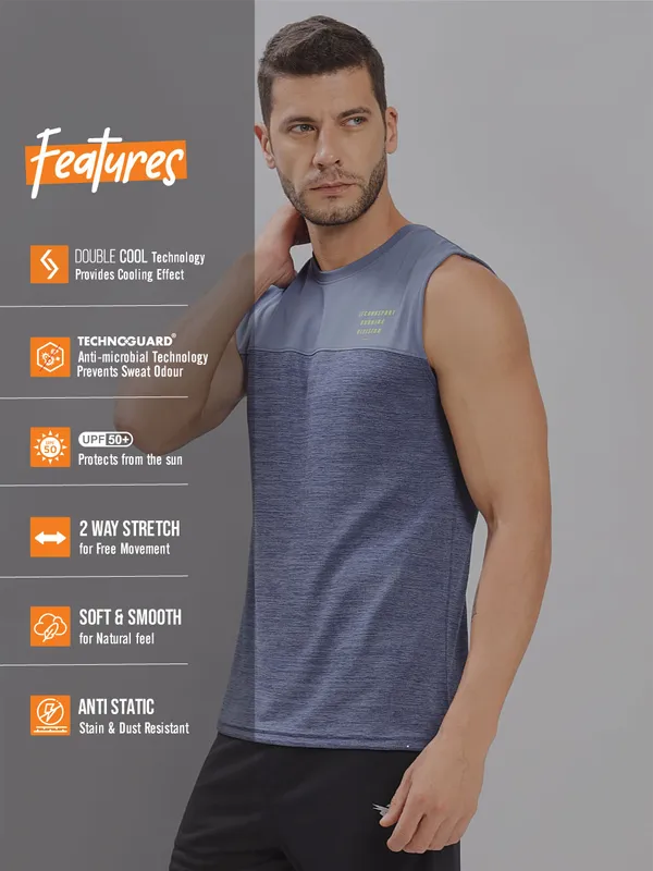 Men Melange Slim Fit Crew Neck Innerwear Vest with DOUBLE COOL - Image 3