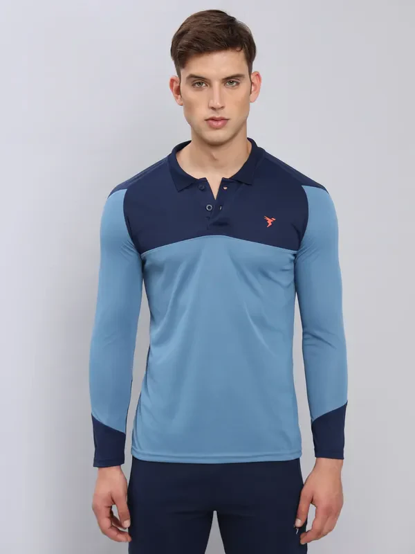 Men Colorblock Slim Fit Polo T-shirt with TECHNO COOL+
