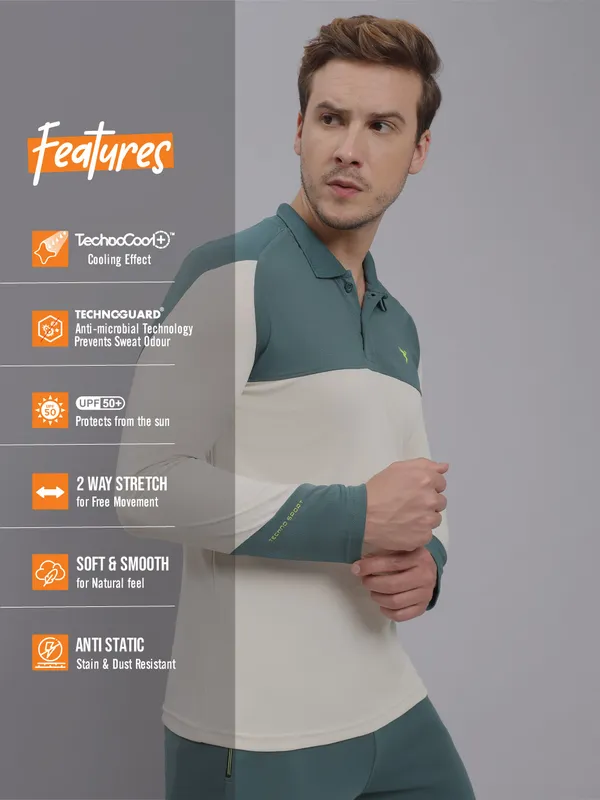 Men Colorblock Slim Fit Polo T-shirt with TECHNO COOL+ - Image 4