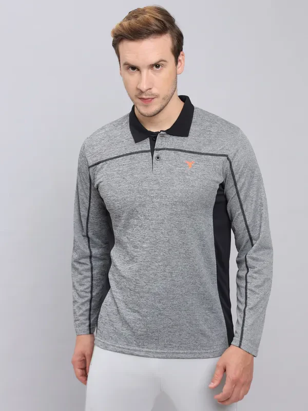 Men Melange Slim Fit Polo T-shirt with DOUBLE COOL - Image 5