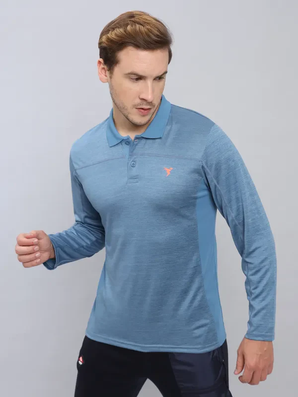 Men Melange Slim Fit Polo T-shirt with DOUBLE COOL - Image 3
