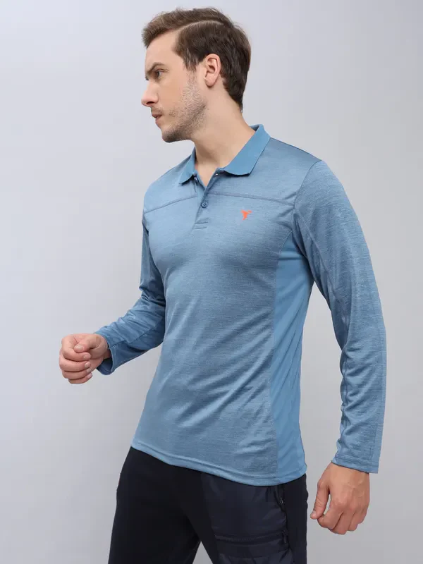 Men Melange Slim Fit Polo T-shirt with DOUBLE COOL - Image 5