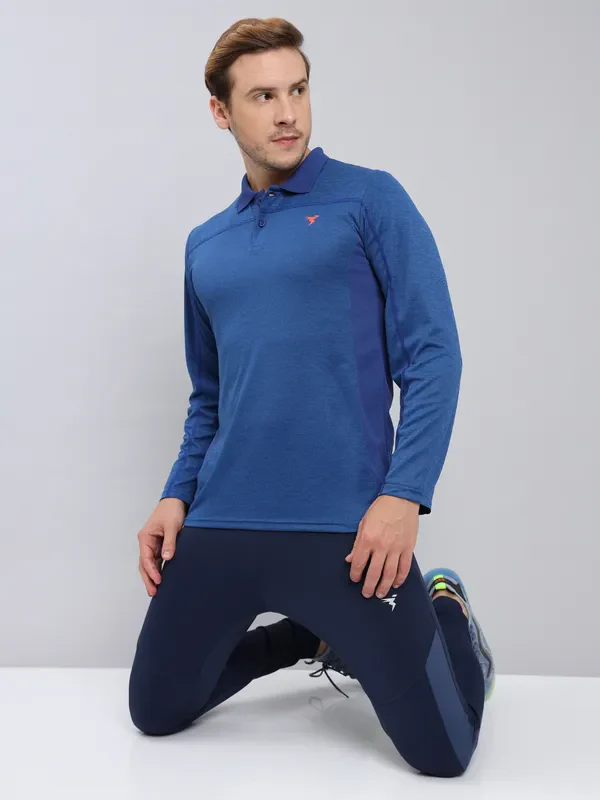 Men Melange Slim Fit Polo T-shirt with DOUBLE COOL - Image 2