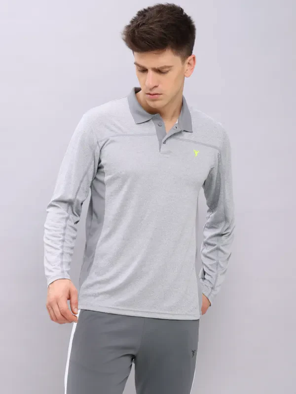 Men Melange Slim Fit Polo T-shirt with DOUBLE COOL