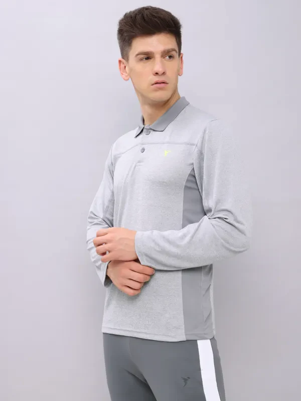 Men Melange Slim Fit Polo T-shirt with DOUBLE COOL - Image 4
