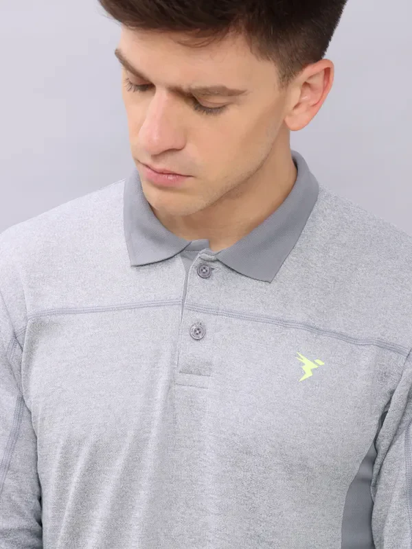 Men Melange Slim Fit Polo T-shirt with DOUBLE COOL - Image 6