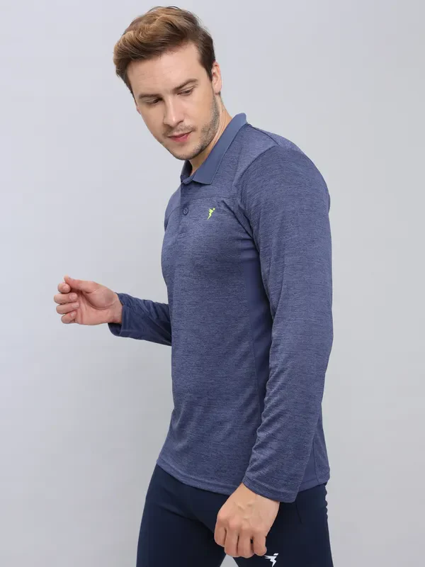 Men Melange Slim Fit Polo T-shirt with DOUBLE COOL - Image 3