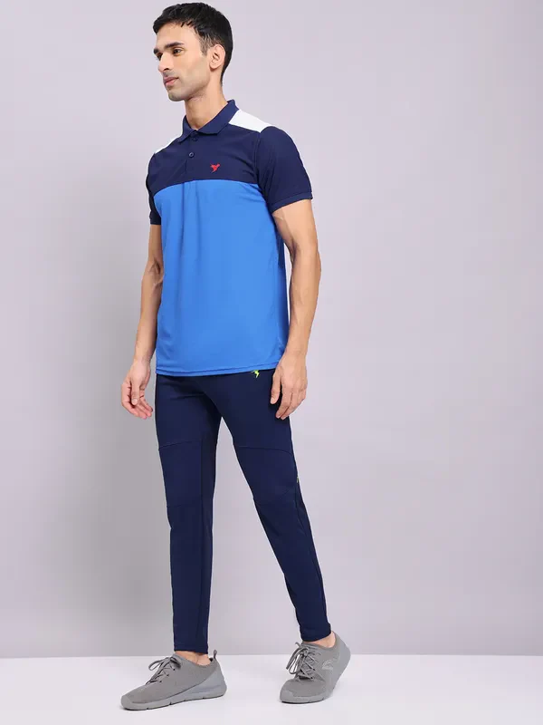 Men Colorblock Slim Fit Polo T-shirt with MATPIQ - Image 2