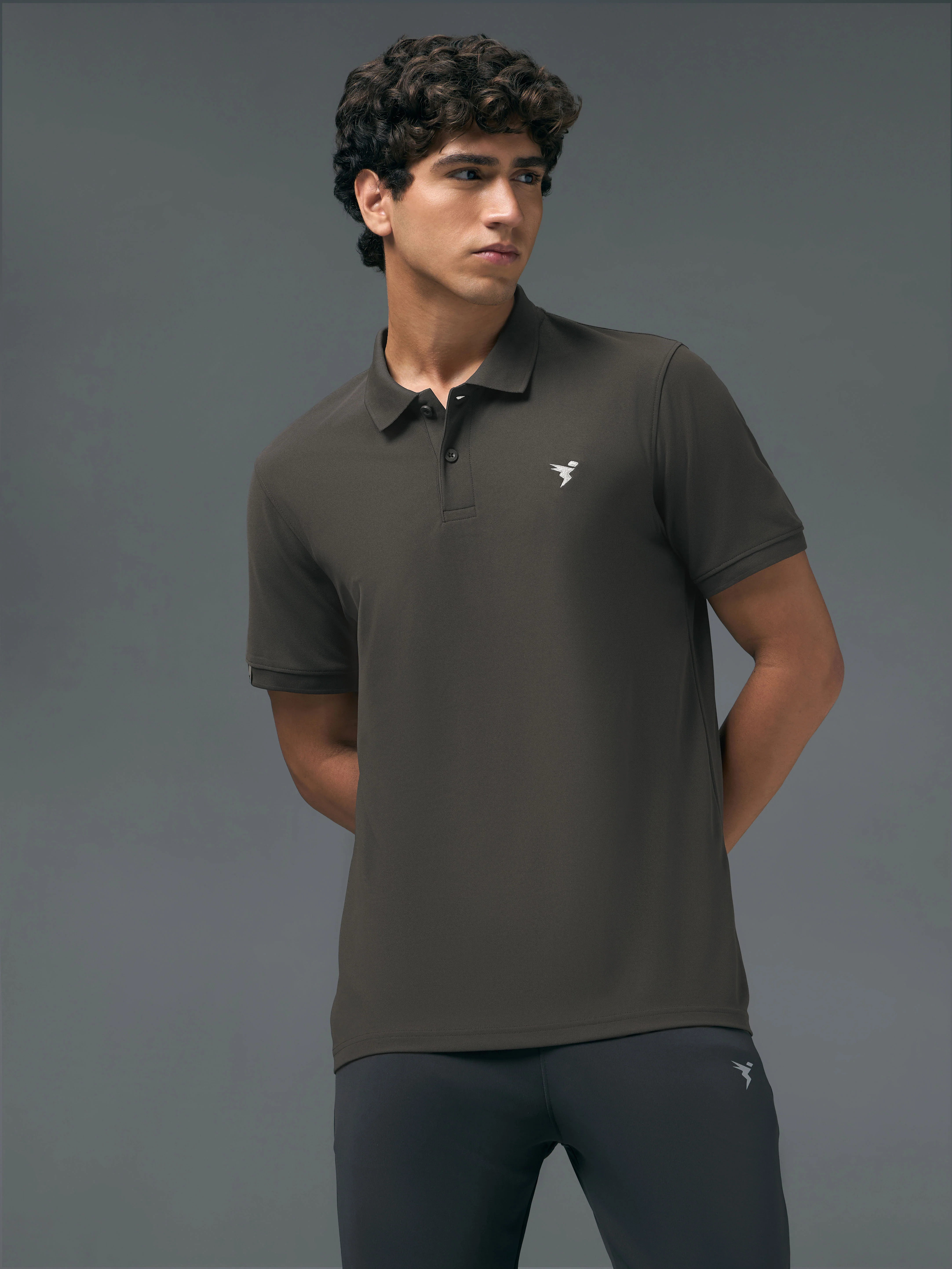 Men Solid Slim Fit Polo T-shirt with MATPIQ - Image 2