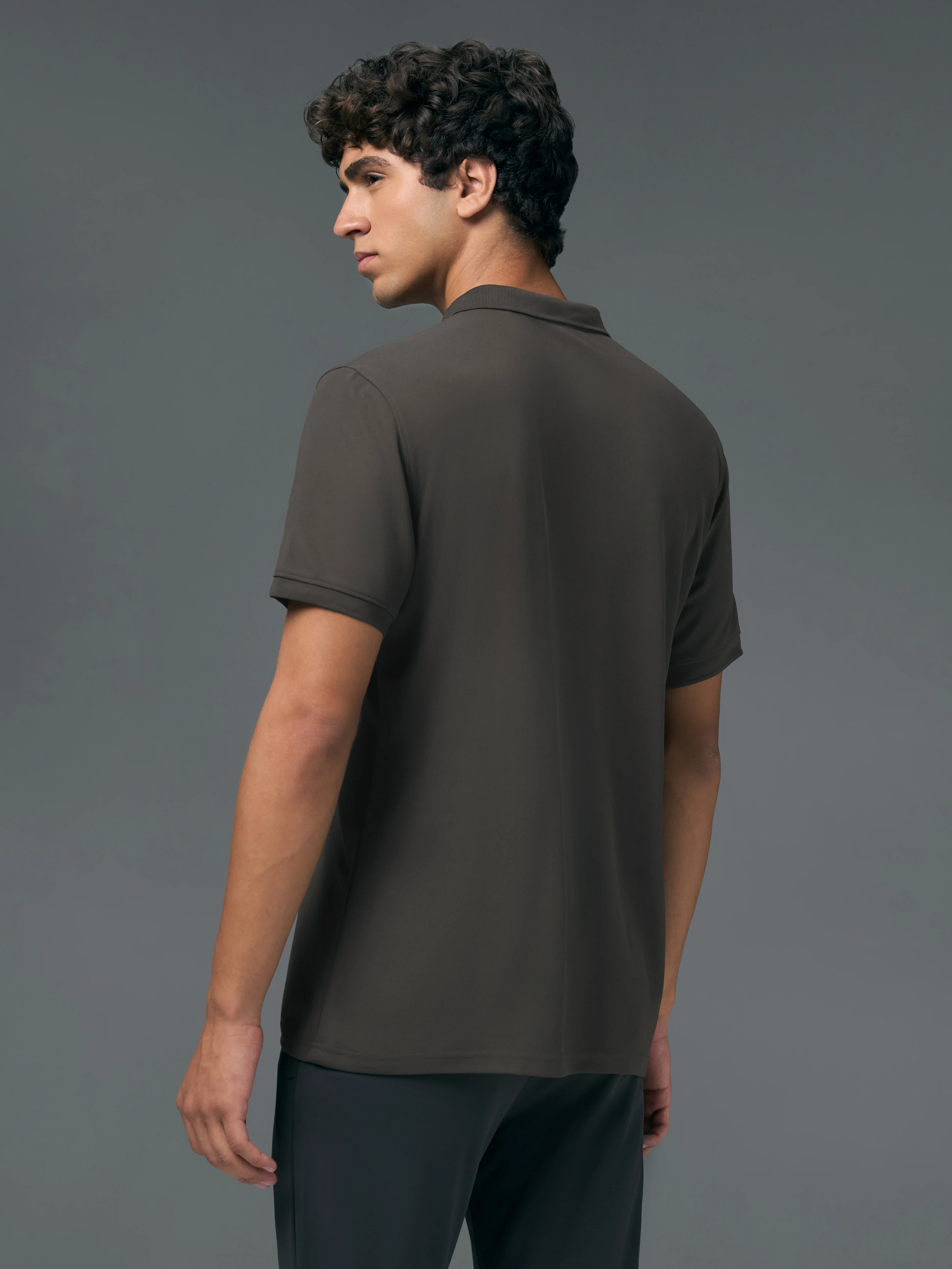 Men Solid Slim Fit Polo T-shirt with MATPIQ - Image 3
