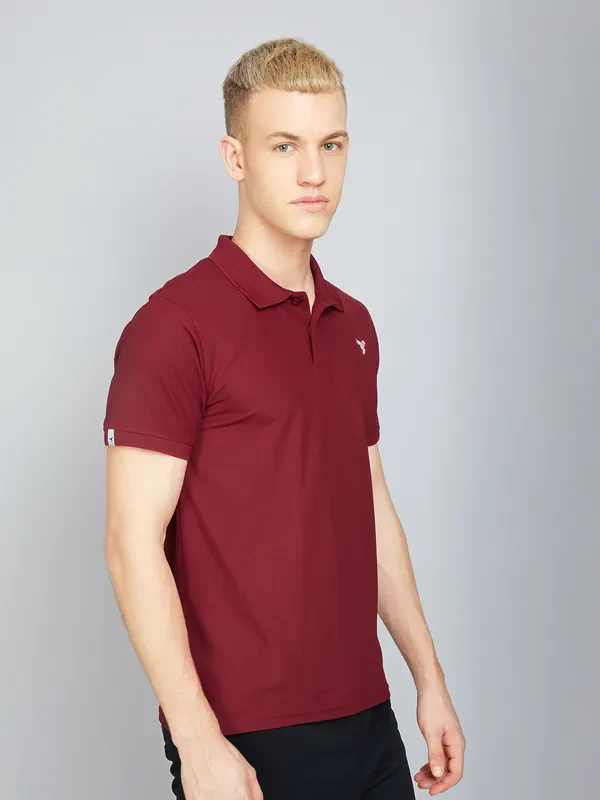Men Solid Slim Fit Polo T-shirt with MATPIQ - Image 3
