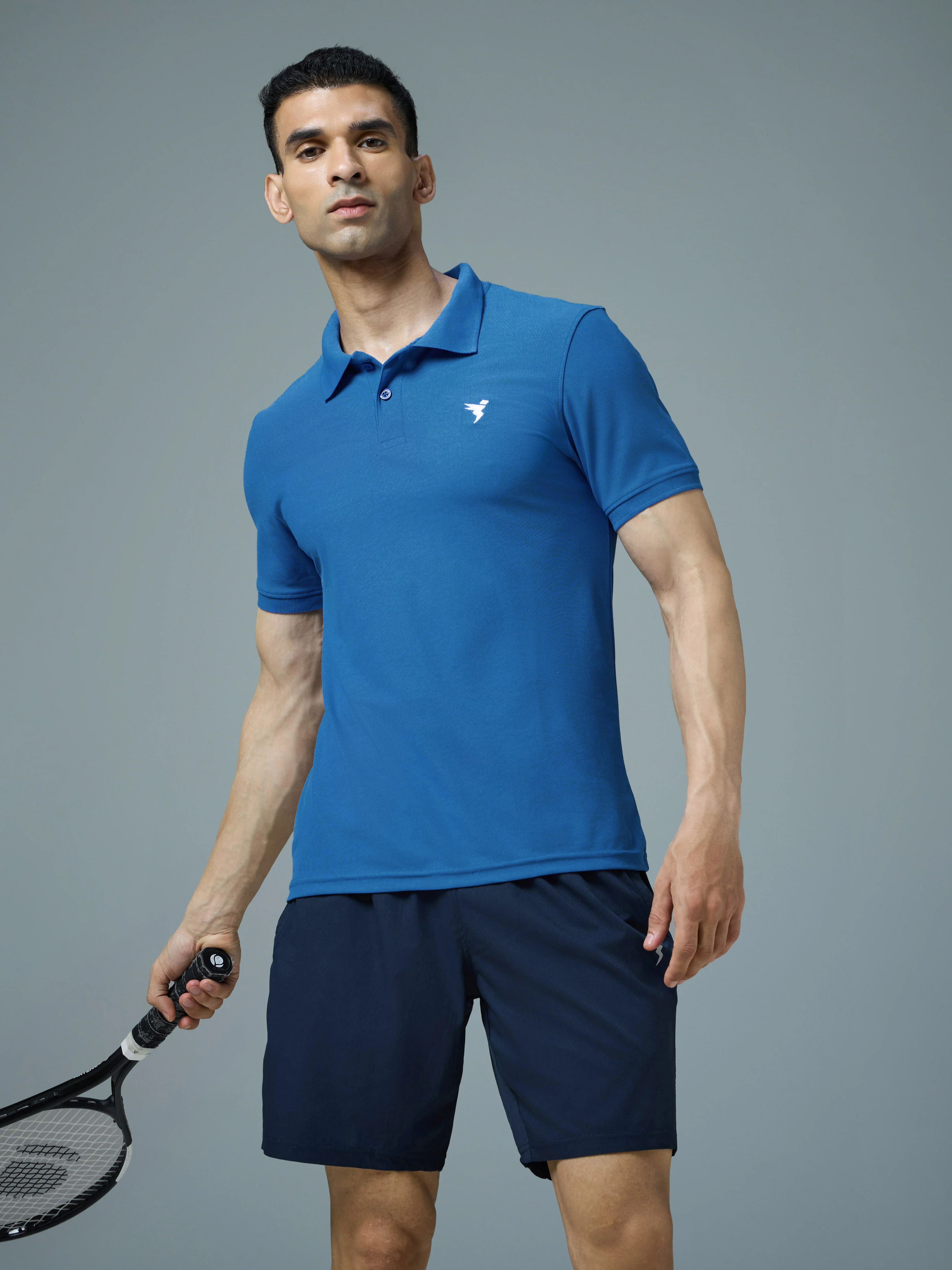 Men Solid Slim Fit Polo T-shirt with MATPIQ
