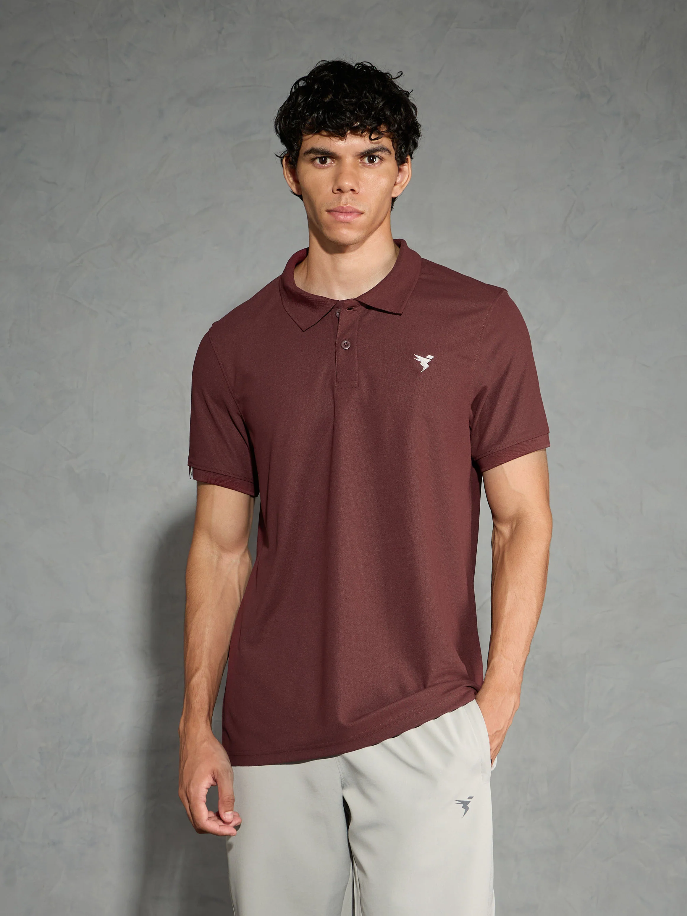 Men Solid Slim Fit Polo T-shirt with MATPIQ - Image 2