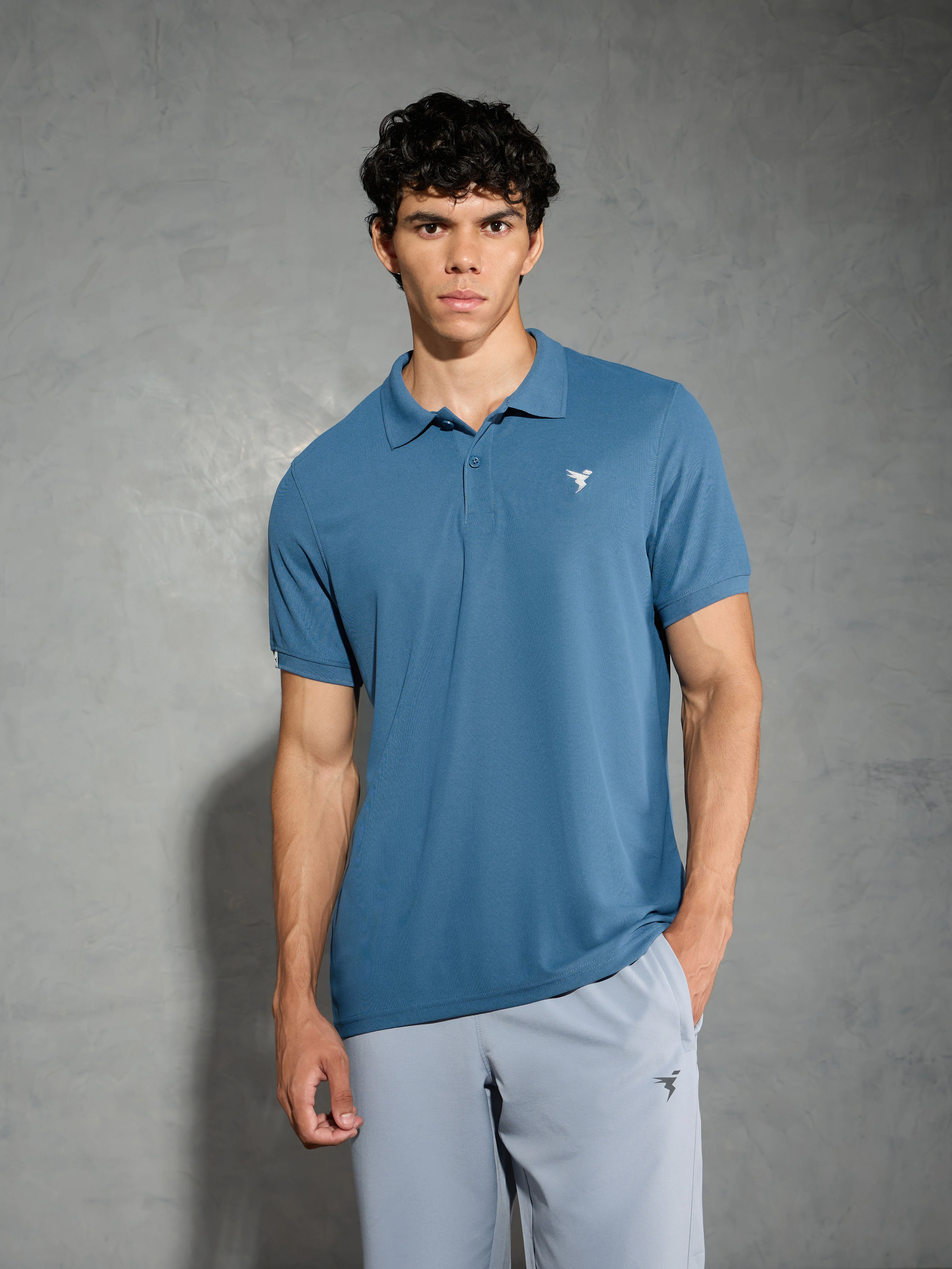 Men Solid Slim Fit Polo T-shirt with MATPIQ - Image 2