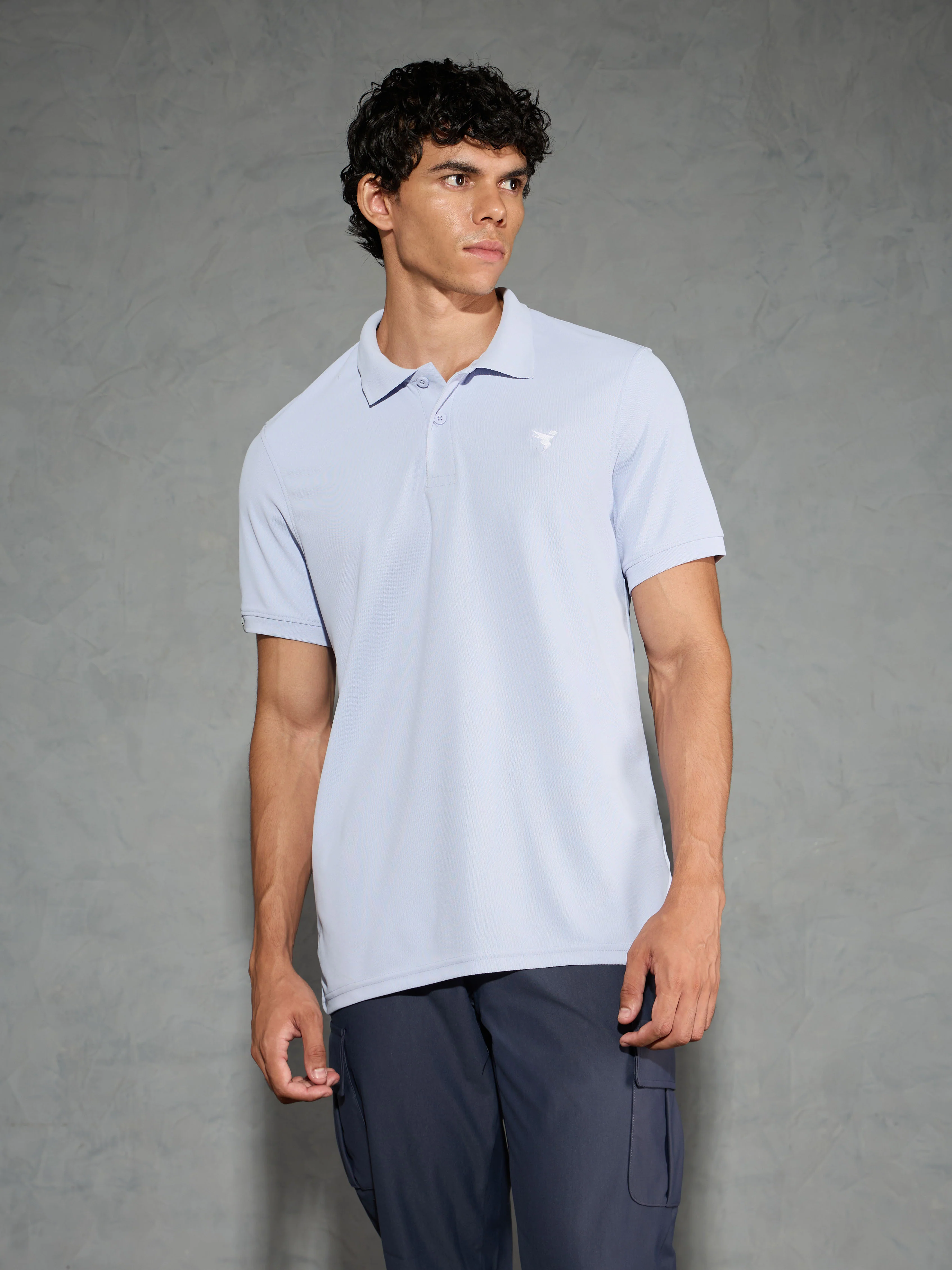 Men Solid Slim Fit Polo T-shirt with MATPIQ - Image 2
